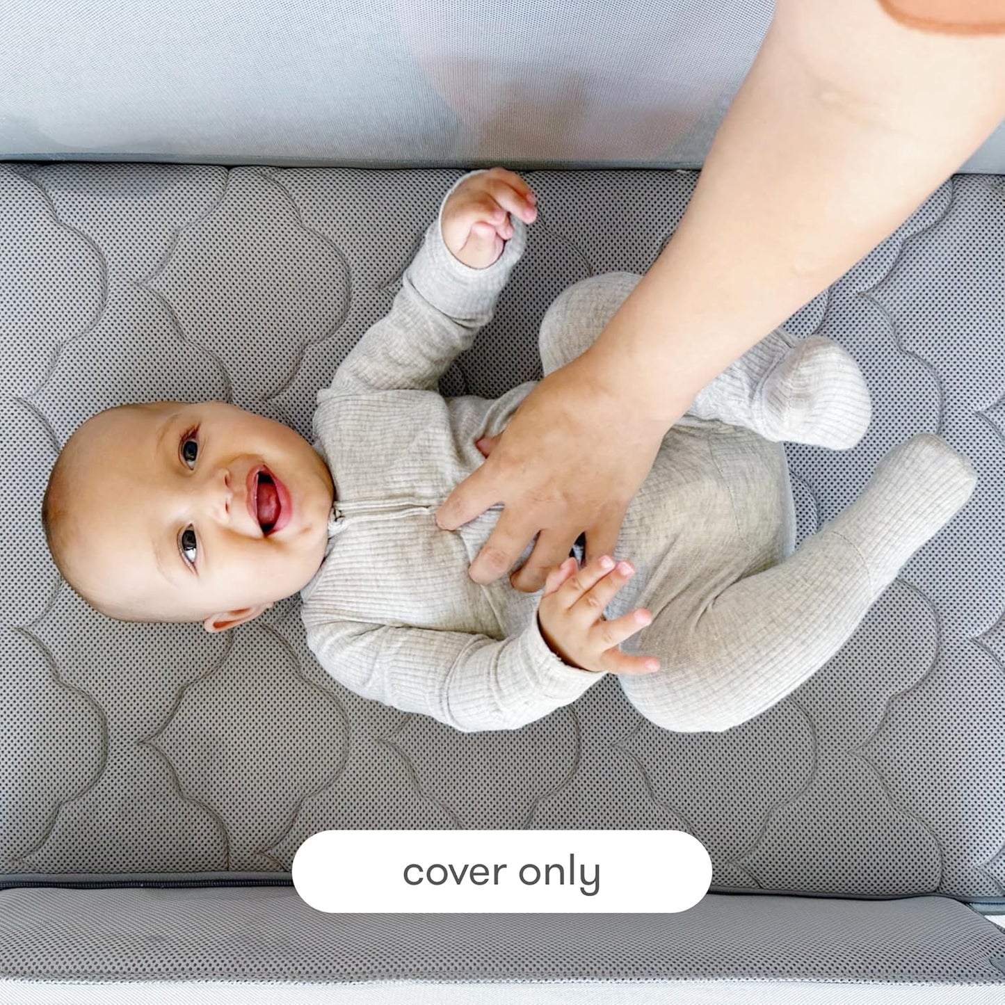 Newton Baby Extra Bassinet Cover, Breathable Safety, Removable Dual-Layer Cover, Completely Washable, Non-Toxic Cotton, Sandstone (Cover ONLY) Compatible ONLY with Newton BASSINETS