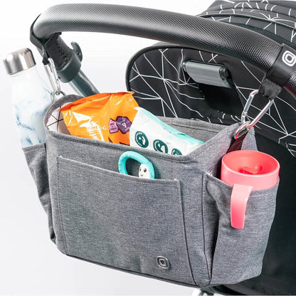 Diono Buggy Buddy Universal Stroller Organizer with Cup Holders, Secure Attachment, Zippered Pockets, Safe & Secure, Gray