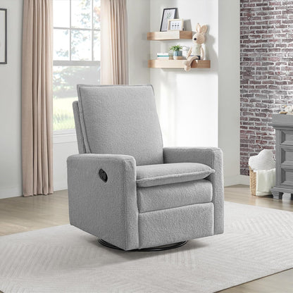 Oxford Baby Uptown Upholstered Glider Recliner Rocking Chair 360° Swivel for Nursery and Living Room - Boucle White