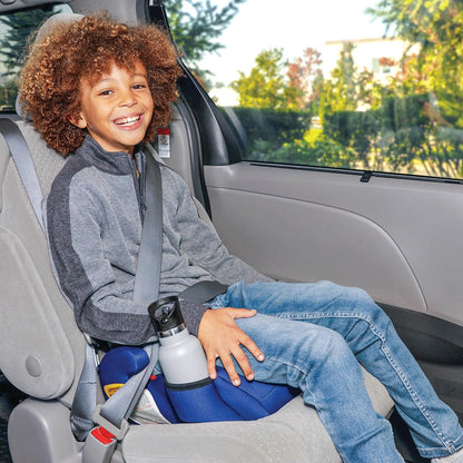 Diono Solana, No Latch, Single Backless Booster Car Seat, Lightweight, Machine Washable Covers, Cup Holders, Blue