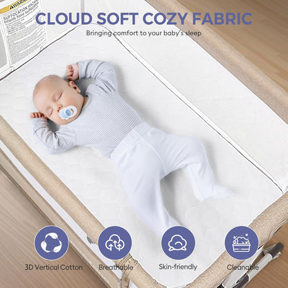 MOMFANN Baby Bassinet Bedside Sleeper, Upgraded Stability Bedside Crib with Full Mesh Sides, Soft Sheet, 6-Height Adjustment, Storage Basket, Easy Folding Portable Bassinet for Newborns, Gray