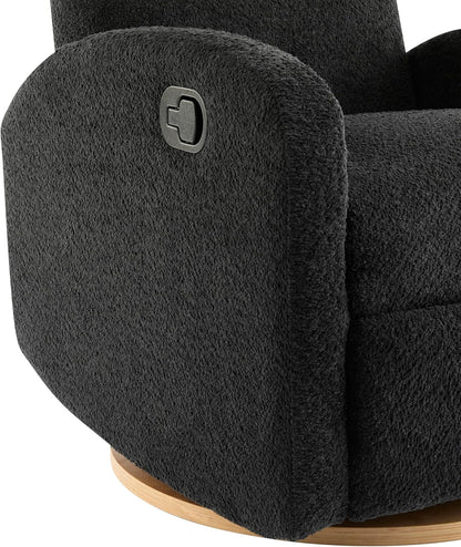 Merax Boucle 360 Swivel & Glider Recliner Chair, Soft Bedroom Sofa Chair with with Thicker Seat Cushion, Modern Home Theater Seating for Living Room Almond