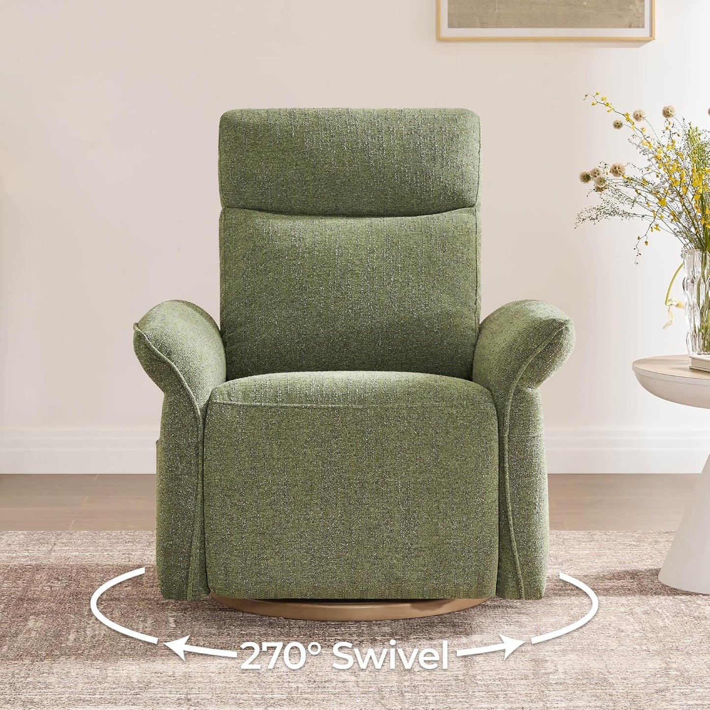 CHITA Power Recliner Chair, Electric Triple-Motor Swivel Glider Nursery Rocking Chair with Adjustable Power Headrest and Lumbar Support, GREENGARD Gold Certified, Solid Wood Base, Khaki Grey
