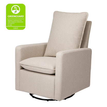 Babyletto Cali Pillowback Swivel Glider in Performance Plastic Cream Eco-Weave, Water Repellent & Stain Resistant, Greenguard Gold and CertiPUR-US Certified