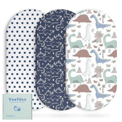 Yoofoss Pack and Play Sheets Fitted, Mini Crib Sheets 2-Pack for Pack N Play Mattress, Stretchy Playard Sheet, Soft and Breathable Green+Giraff