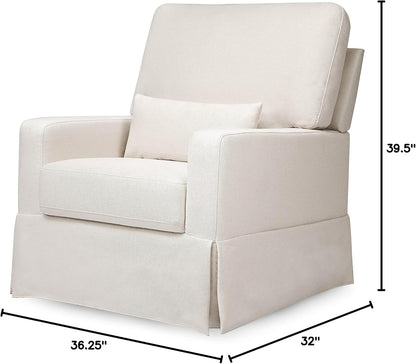 Namesake Crawford Pillowback Comfort Swivel Glider in Tan Gingham, Water Repellent & Stain Resistant, Greenguard Gold & CertiPUR-US Certified