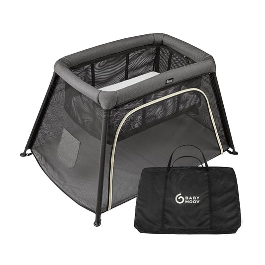 Babymoov Moov & Comfy 3-in-1 Lightweight Travel Crib, Baby Play Yard, and Infant Bassinet, Graphite