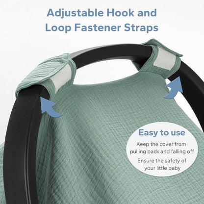 SERAPHY 2-in-1 Muslin Baby Car Seat Cover & Nursing Cover, Soft Lightweight Breastfeeding Cover for Boys and Girls,Breathable Canopy for Infant Carseat & Stroller for Summer—Blueberrie
