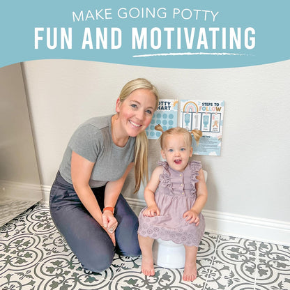 Hadley Designs Potty Training Chart for Toddlers Girls -10 Sticker Potty Chart for Toddlers Girls, 8.5x11" Potty Training Sticker Charts for Toilet Success, Unicorn Toddler Reward Chart for Kids