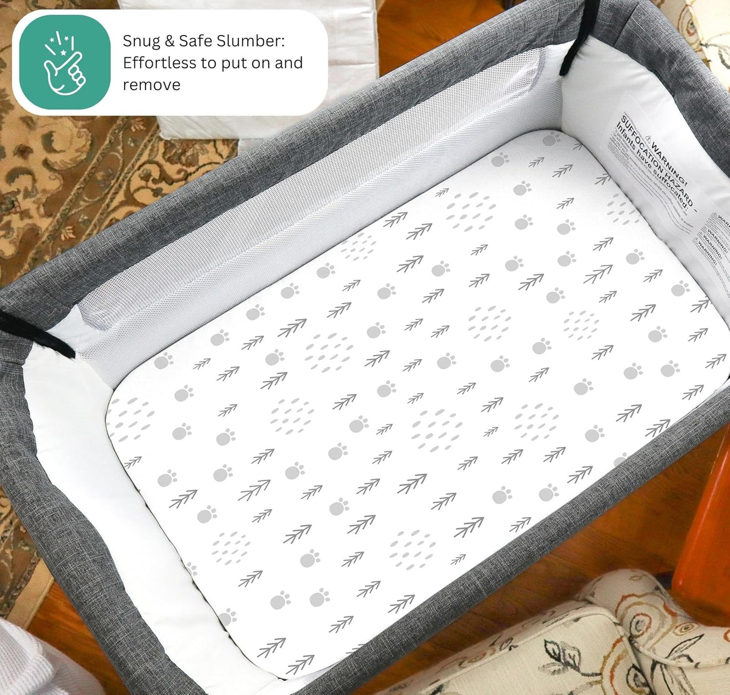 Bassinet Sheets for Papablic, CoZee, Cowiewie, Ezebaby, Nawahev Baby Bassinet Bedside Sleeper by TansyPanda, 3PC, 33x20, Ultra Soft, Breathable Snug Fit, Unisex Boys Girls, Gray White (Space Rockets)
