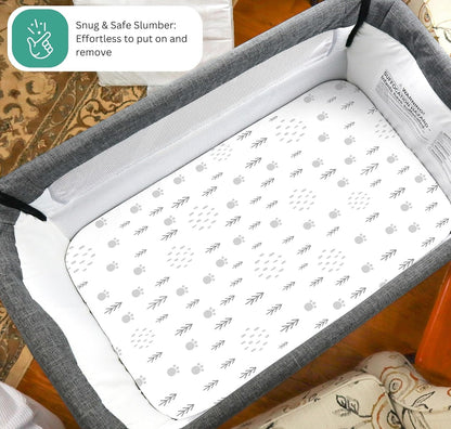 Bassinet Sheets for Papablic, CoZee, Cowiewie, Ezebaby, Nawahev Baby Bassinet Bedside Sleeper by TansyPanda, 3PC, 33x20, Ultra Soft, Breathable Snug Fit, Unisex Boys Girls, Gray White (Space Rockets)