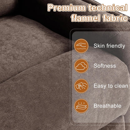 Manual 360° Swivel Rocker Recliner Chair for Adults, Overstuffed Glider Chair for Nursery with Vibration Massage and Heat, Comfy Soft Fabric Glider with Side Pockets for Living Room, Beige