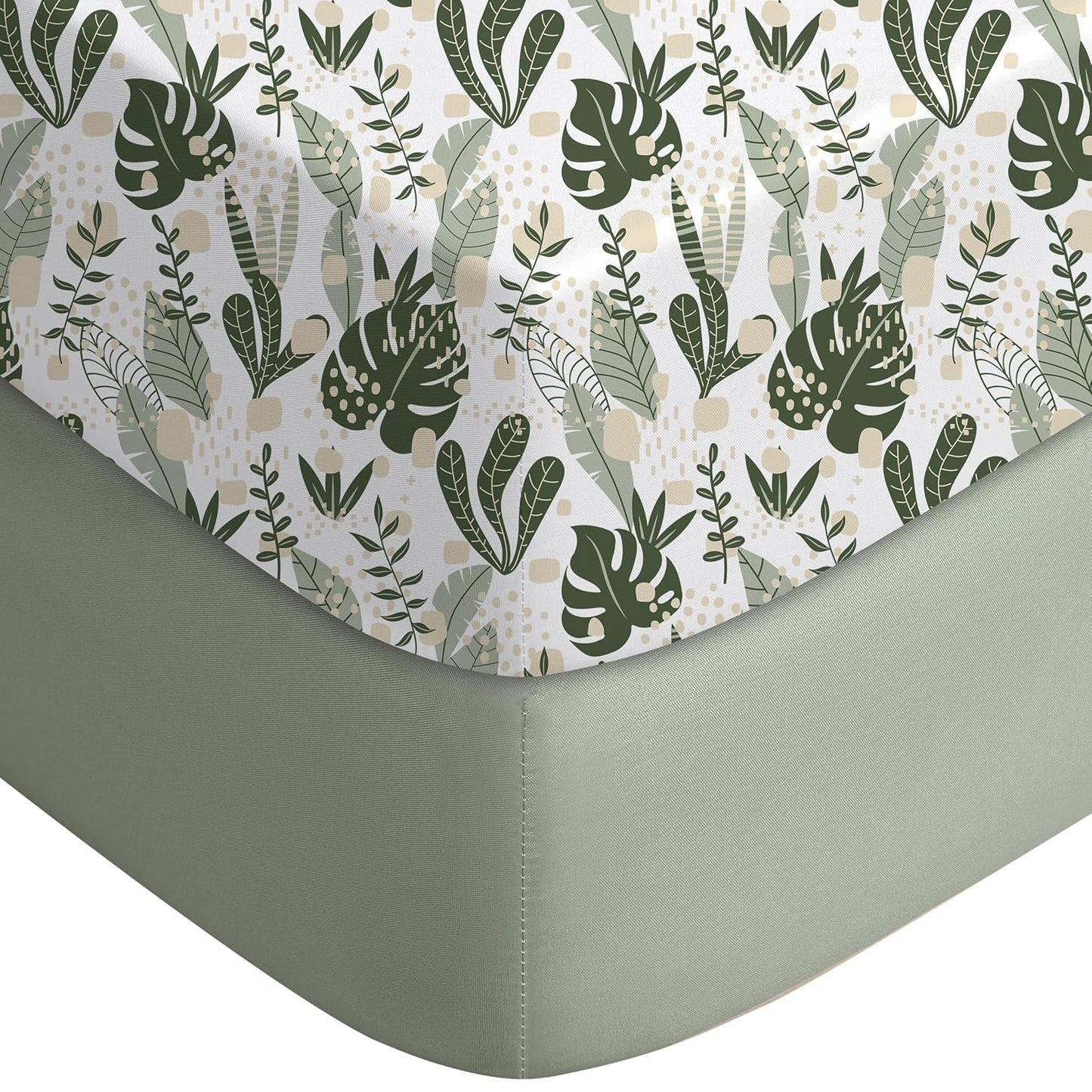 Yoofoss Pack and Play Sheets Fitted, Mini Crib Sheets 2-Pack for Pack N Play Mattress, Stretchy Playard Sheet, Soft and Breathable Green+Giraff