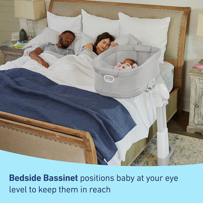Graco® DreamMore Bedside, Newborn, Travel, Portable Bassinet for Newborn Babies to 6 Months, Willow