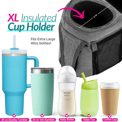Swanoo Stroller Caddy Organizer With Cup Holder, Non Slip Straps Bag for Phone, Pet Stroller Accessories, Universal Fits Uppababby Vista v2 Wonderfold Wagon, Doona and More