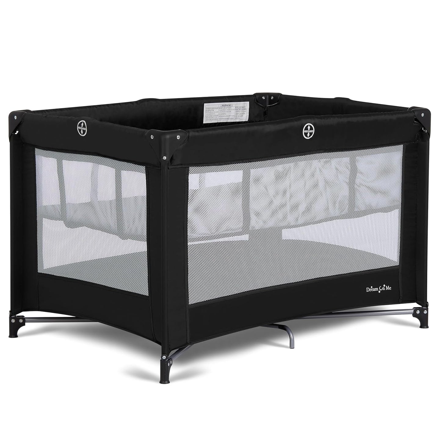 Dream On Me Zazzy Portable Playard with Bassinet in Black, Lightweight Packable and Easy Setup Baby Playard with Mattress and Travel Bag