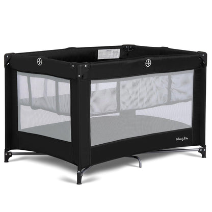 Dream On Me Zazzy Portable Playard with Bassinet in Black, Lightweight Packable and Easy Setup Baby Playard with Mattress and Travel Bag
