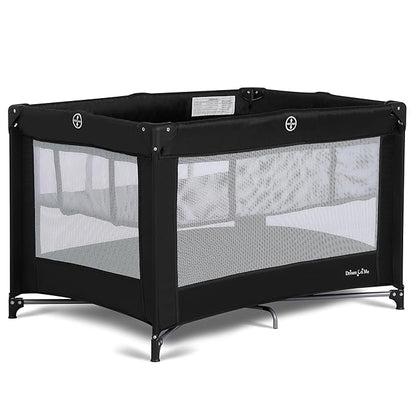Dream On Me Zazzy Portable Playard with Bassinet in Black, Lightweight Packable and Easy Setup Baby Playard with Mattress and Travel Bag