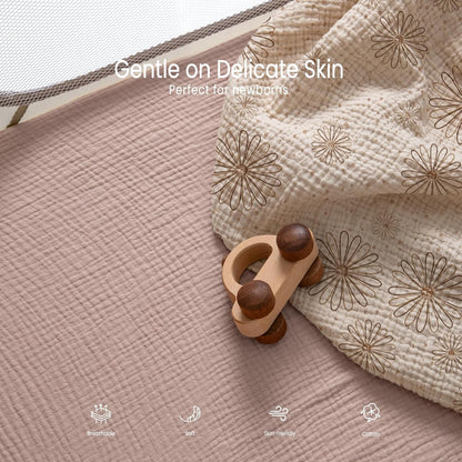 lulumoon Baby Bassinet Sheets Muslin: Cotton Bedside Bassinet Sheets Leaf for Boys - Fitted for Bedside Sleeper Mattress