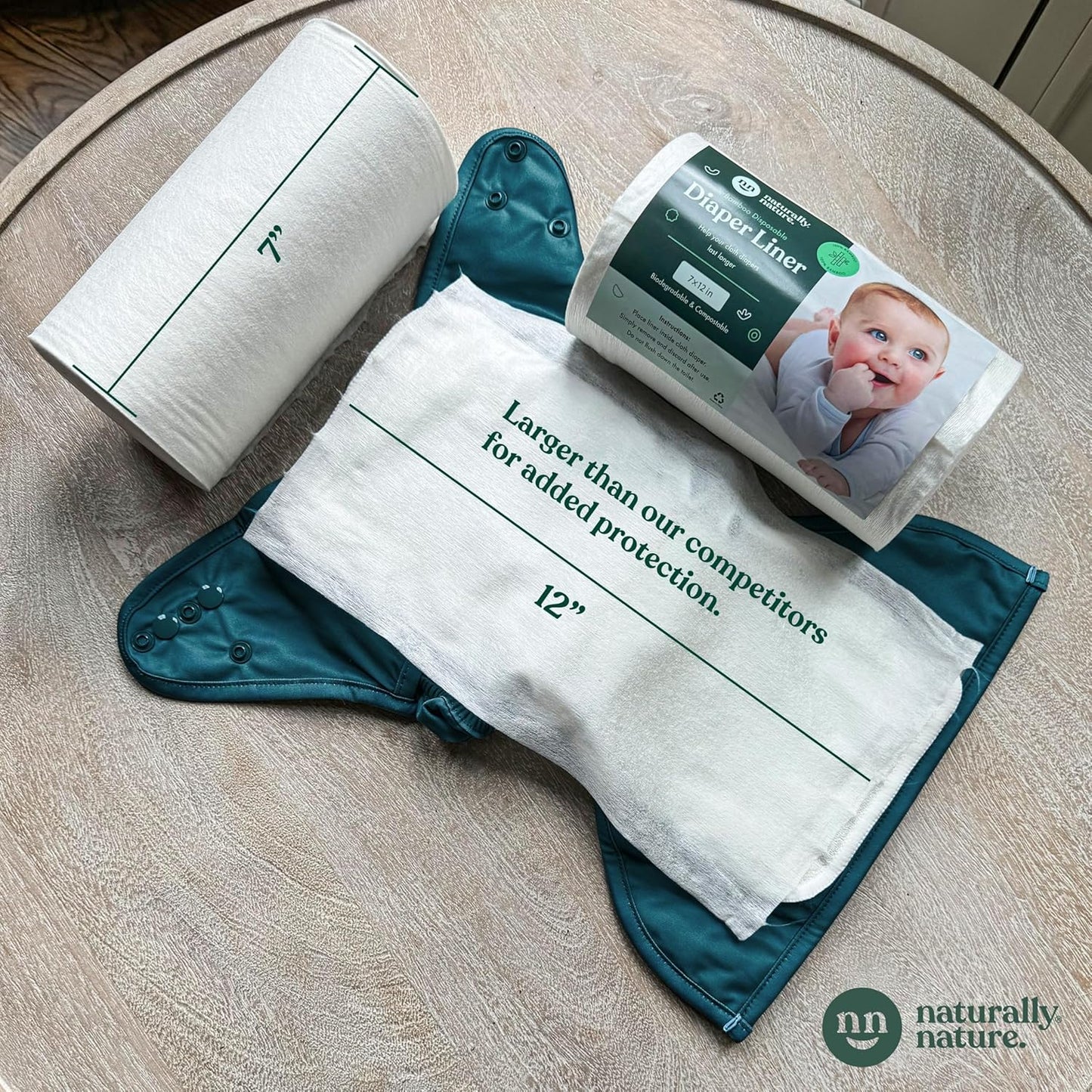 Naturally Nature Disposable Cloth Diaper Liners, Unscented, Fragrance-Free, Chlorine Free Diaper Inserts - 200 Count - (2 Rolls, 100 Sheets per Roll)