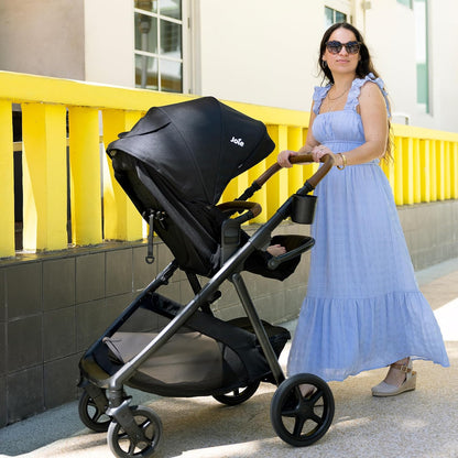 Joie Ginger 4-in-1 Convertible Pramette and Stroller with A Deep Recline, Height Adjustable seat, All-Terrain Wheels, Extra Storage – for Newborns and Toddlers (Shale Dark)