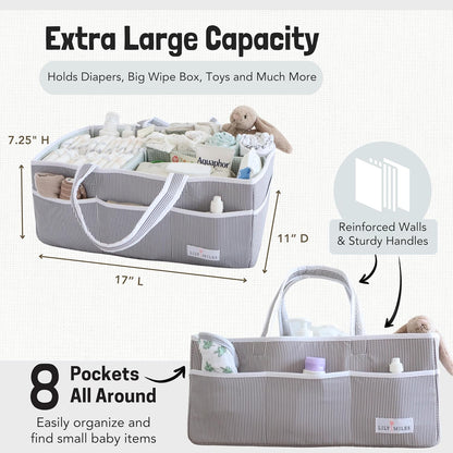 Lily Miles Baby Diaper Caddy Organizer - Large Tote Bag for Newborn essentials Boy or Girl - Baby Shower Basket - Nursery Must Haves - Registry Favorites - Newborn Caddie Car Organizer