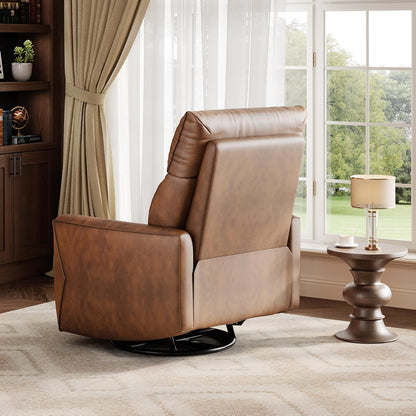 IDEALHOUSE Swivel Rocking Nursery Recliner Chair Rocker Recliner Glider Deep Seat PU Leather Sofa Chair with high Backrest for Nursery, Living Room, Bedroom & Home Movie Theater (Chocolate)