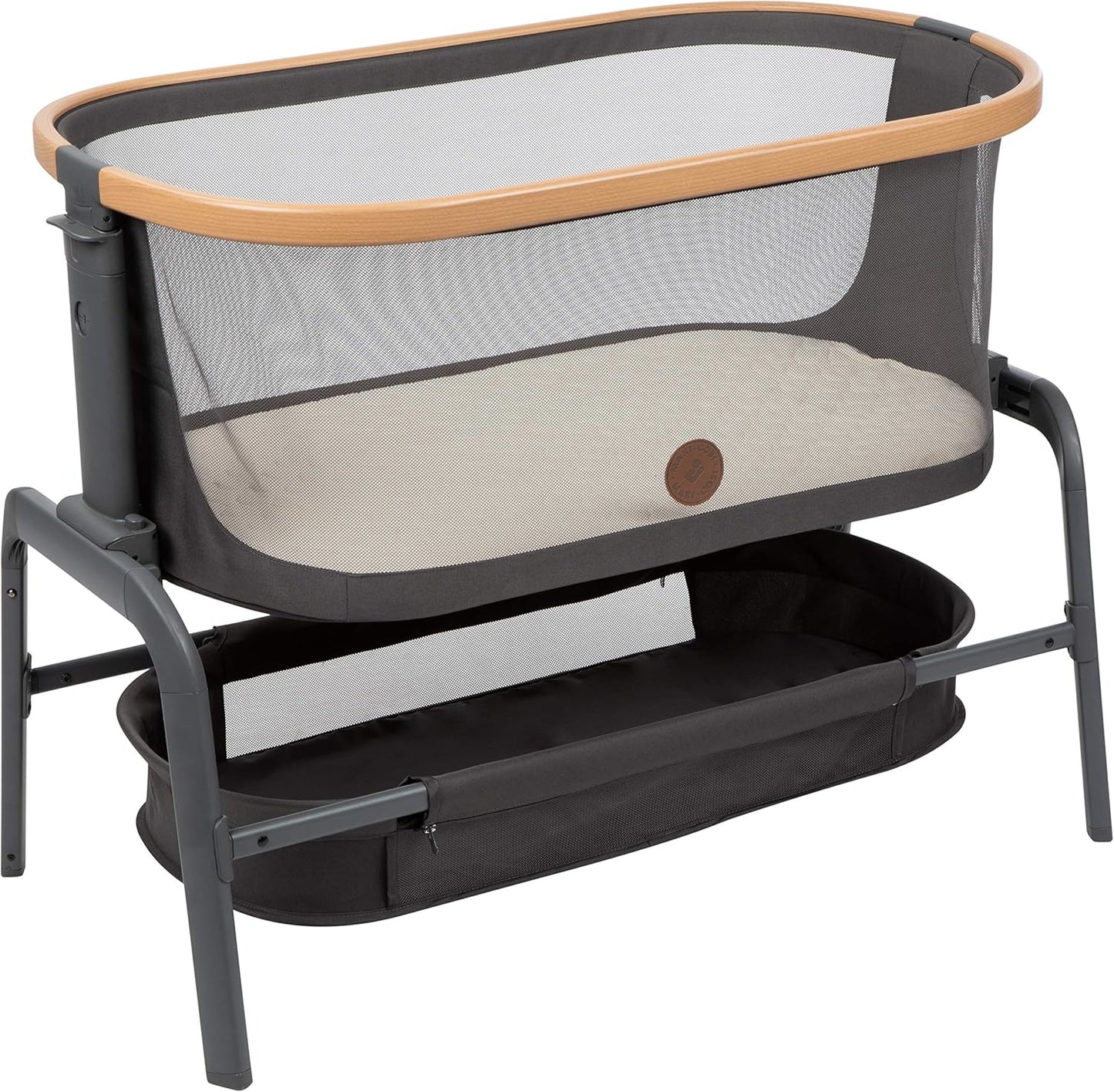 Maxi-Cosi Iora Baby Bassinets Bedside Sleeper, Portable Bassinet, Infant Bedside Sleeper Crib, Height Adjustable, Breathable Mesh, Large Storage Basket, Truffle
