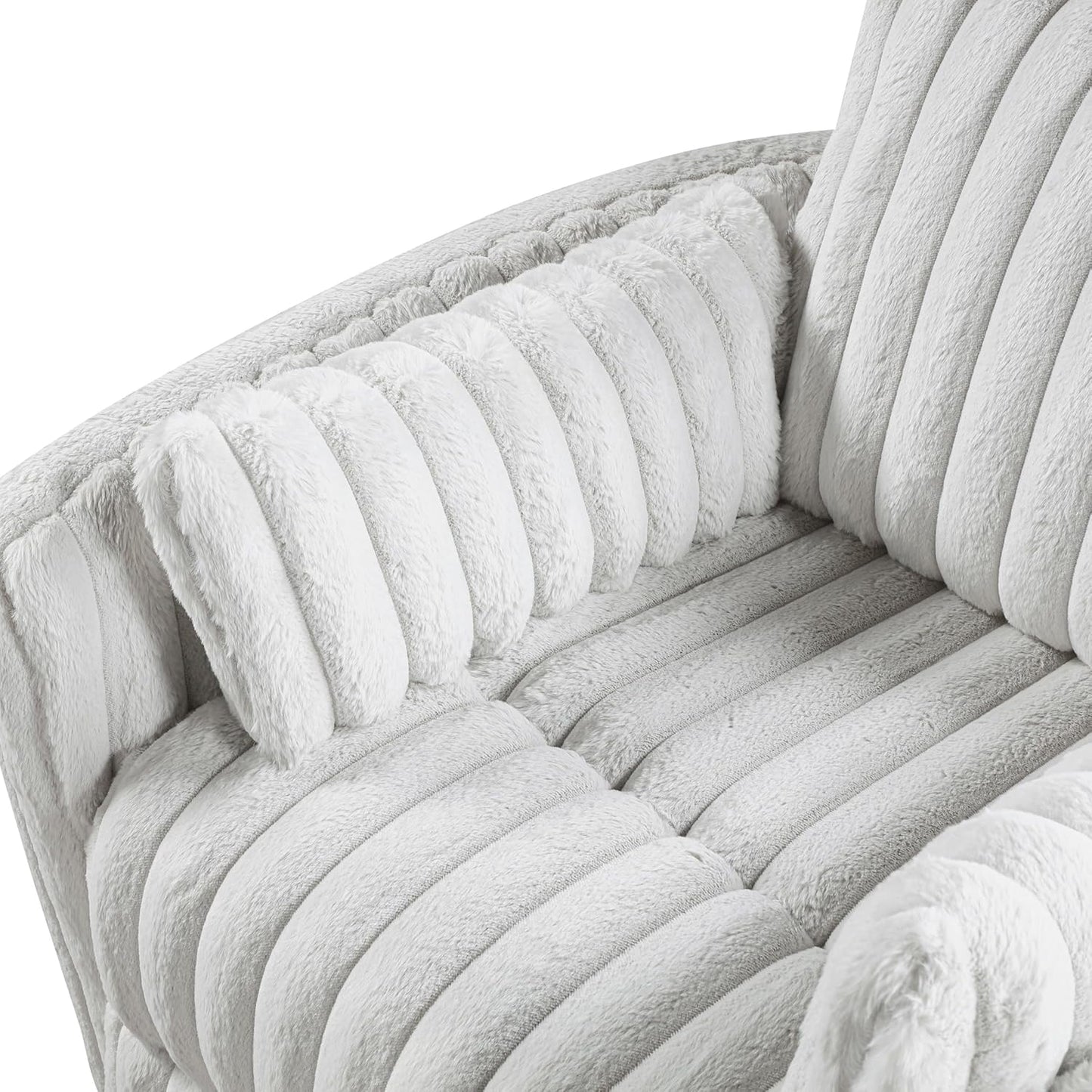 Lexicon Modern Swivel Glider Recliner Chair, Nursery Glider, Corduroy Fabric Upholstery Recliner with High Back, Manual Recliner Sofa Chair for Living Room/Office/Apartment, Gray