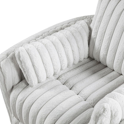 Lexicon Modern Swivel Glider Recliner Chair, Nursery Glider, Corduroy Fabric Upholstery Recliner with High Back, Manual Recliner Sofa Chair for Living Room/Office/Apartment, Gray