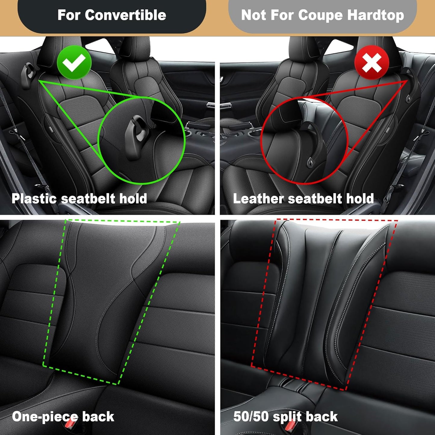 AOMSAZTO Seat Covers for Ford Mustang Coupe 2015 2016 2017 2018 2019 2020 2021 2022 2023 2024 2025 2026, Custom Fit Full Set Faux Leather (New Red)