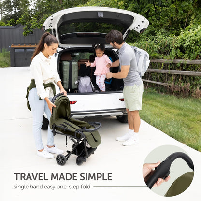 Lightweight Travel Stroller for Baby & Toddlers - Easy Fold & Compact Stroller with Canopy, Storage Basket, Multi-Position Recline & Convenient One-Hand Fold (Grey)