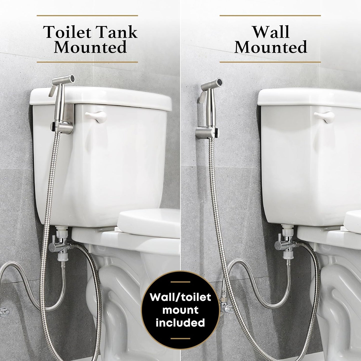 Purrfectzone Bidet Sprayer for Toilet, Handheld Sprayer Kit, Cloth Diaper Sprayer Set - Easy to Install - Stainless Steel