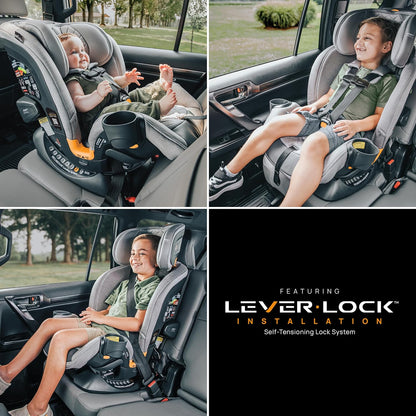 Chicco OneFit LX ClearTex All-in-One Car Seat with LeverLock Installation, Slim Design, Convertible Car Seat, Seat for Infants and Children 5-100 lbs, Lupine/Purple