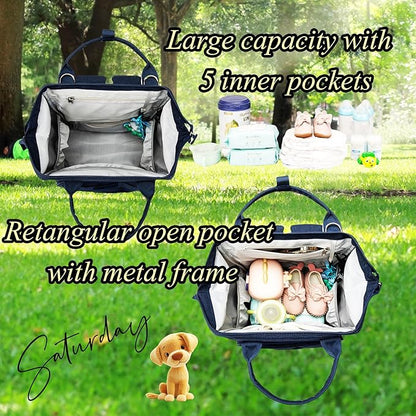 Diaper Bag Backpack for Dad and Mom with USB Charging Port Stroller Straps and Insulated Pocket,army military Travel Nappy Backpack for Daddy/Mommy (Navy)