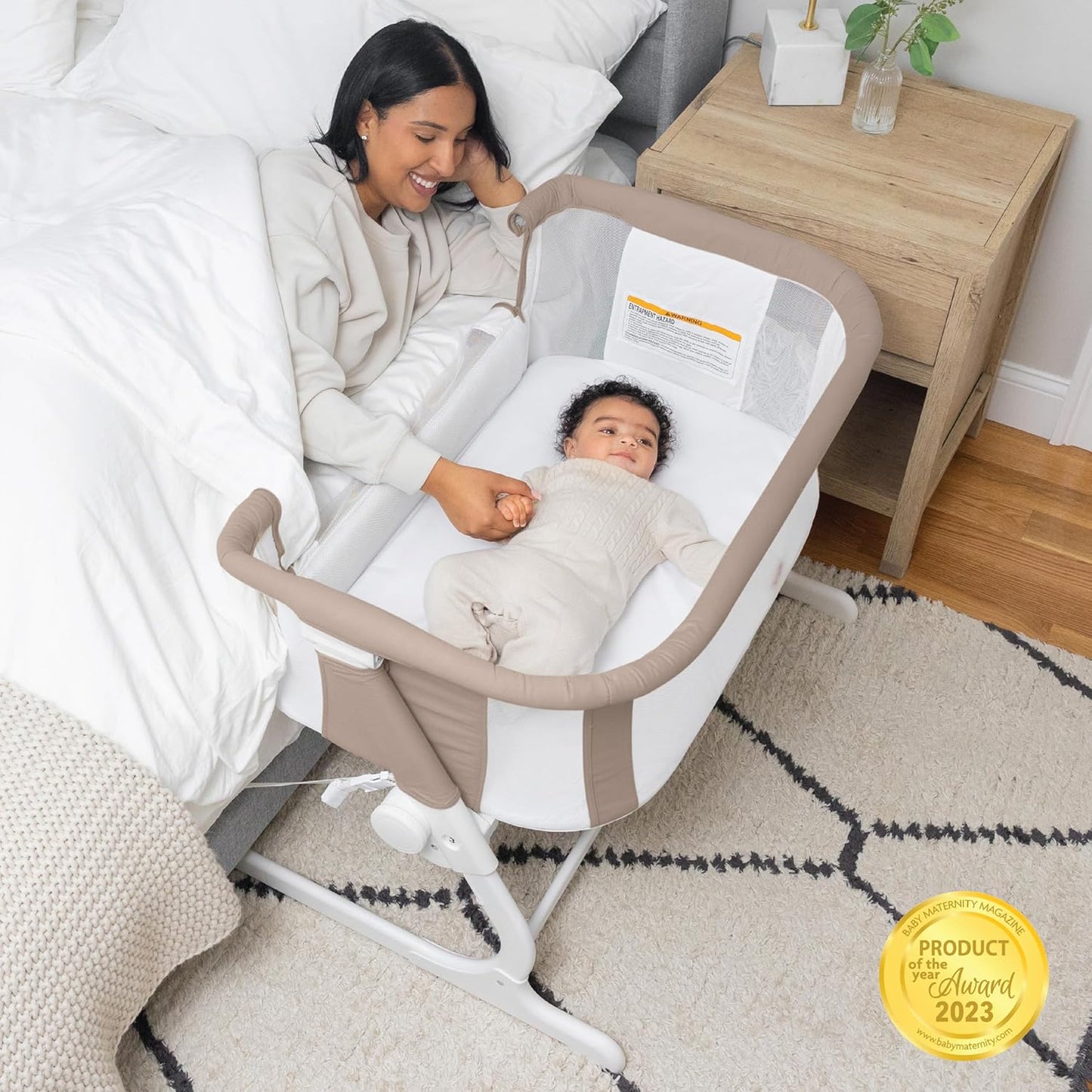 Baby Delight Beside Me Dreamer Bassinet | Bedside Sleeper | 6-Position Height Adjustment | Charcoal Tweed