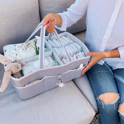 Lily Miles Baby Diaper Caddy Organizer - Large Tote Bag for Newborn essentials Boy or Girl - Baby Shower Basket - Nursery Must Haves - Registry Favorites - Newborn Caddie Car Organizer