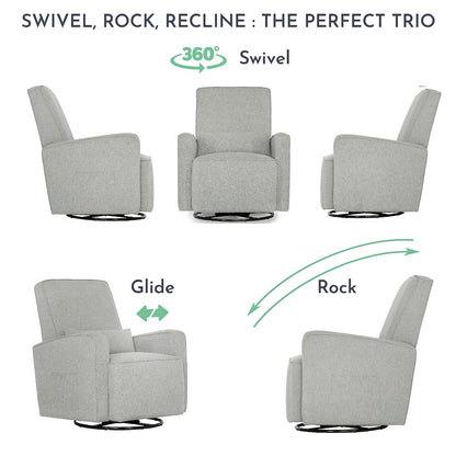 Evolur Holland Upholstered Plush Seating Glider Swivel, Glider Chair for Nursery in Harbor, Modern Nursery Glider, Tool-Free Assembly, Easy to Clean, Environmentally Conscious Glider