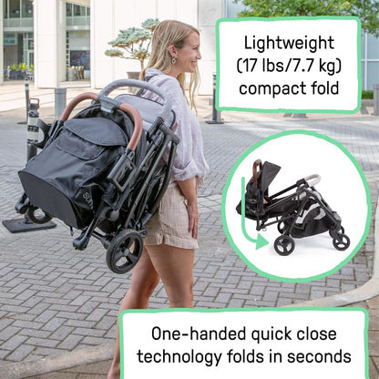 Ingenuity Ingenuity 3Dquickclose CS+ Compact Fold Stroller – Lightweight Stroller with Oversized Canopy, Extra-Large Storage and Compact Fold, Forest