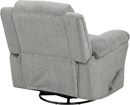 Lexicon Swivel Glider Reclining Chair, Textured Microfiber Manual Recliner, Comfy Nursery Glider Recliner, Swivel Reclining Chair for Living Room/Office/Bedroom/Apartment, Beige