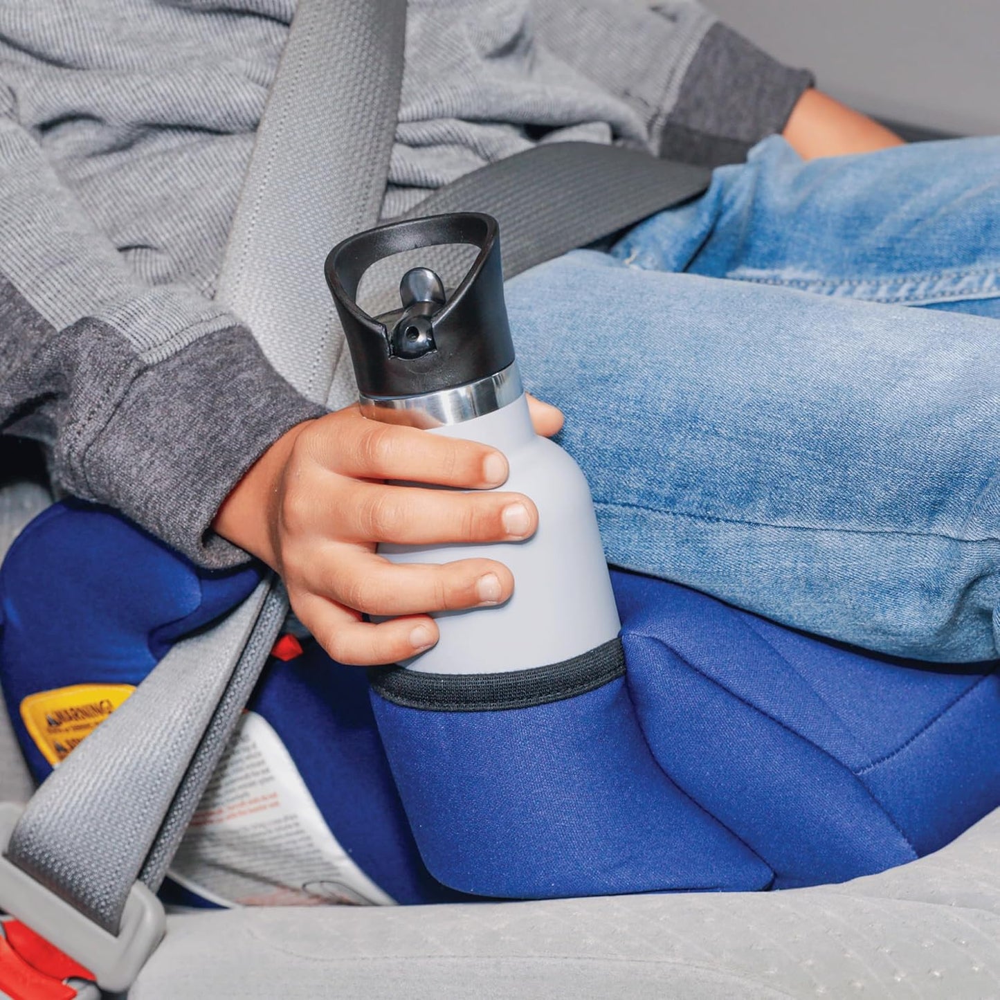 Diono Solana, No Latch, Single Backless Booster Car Seat, Lightweight, Machine Washable Covers, Cup Holders, Blue