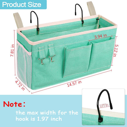 Loghot Bedside Caddy/Bedside Storage Bag Hanging Organizer for Bunk and Hospital Beds,Dorm Rooms Bed Rails,Can be Placed Glasses,Books,Mobile Phones,Keys (White)