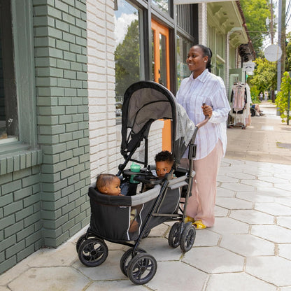 Ingenuity 3Dlite Wagon Convenience Lightweight Stroller for Infants, Accommodates up to 50 Pounds and Holds 2 Children, Black/Gray