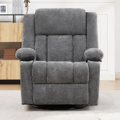 Swivel Rocker Recliner Chair, Lazy Boy Recliner with Cup Holders, 360 Degree Rotating Nursery Rocking Chair, Manual Glider Recliner for Living Room (1, Yellow)