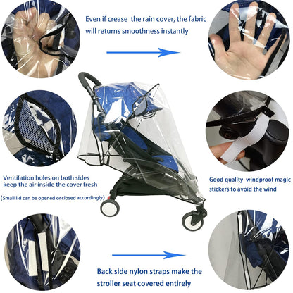 Stroller Rain Cover Universal Stroller Cover for Toddler Umbrella Stroller,Compact Travel Stroller,LLUFO Waterproof Snow Wind Weather Shield,Food Grade EVA No Odor