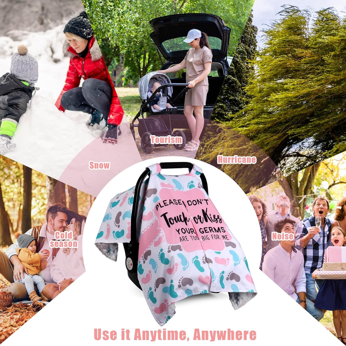 Metplus 2 in 1 Baby Car Seat Cover, Car Seat Canopy for Babies, Mom Multiuse Nursing Cover, Minky Baby Carrier Covers, Newborn Boy Girl, Peekaboo Opening