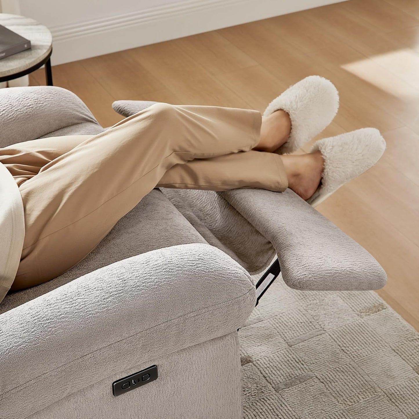 VANOMi Power Recliner Chair with USB & Type-C Charging, 270° Swivel Glider Rocker, Electric Nursery Recliner for Living Room, Bedroom, and Office, White