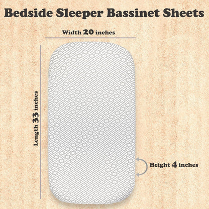 3-Pack Bedside Sleeper Bassinet Sheets | GOTS Certified Organic 100% Muslin Cotton | Ultra Soft & Breathable | 33×20×4” Fitted Sheets | Universal Fit 29–33” x 17–21” Pads