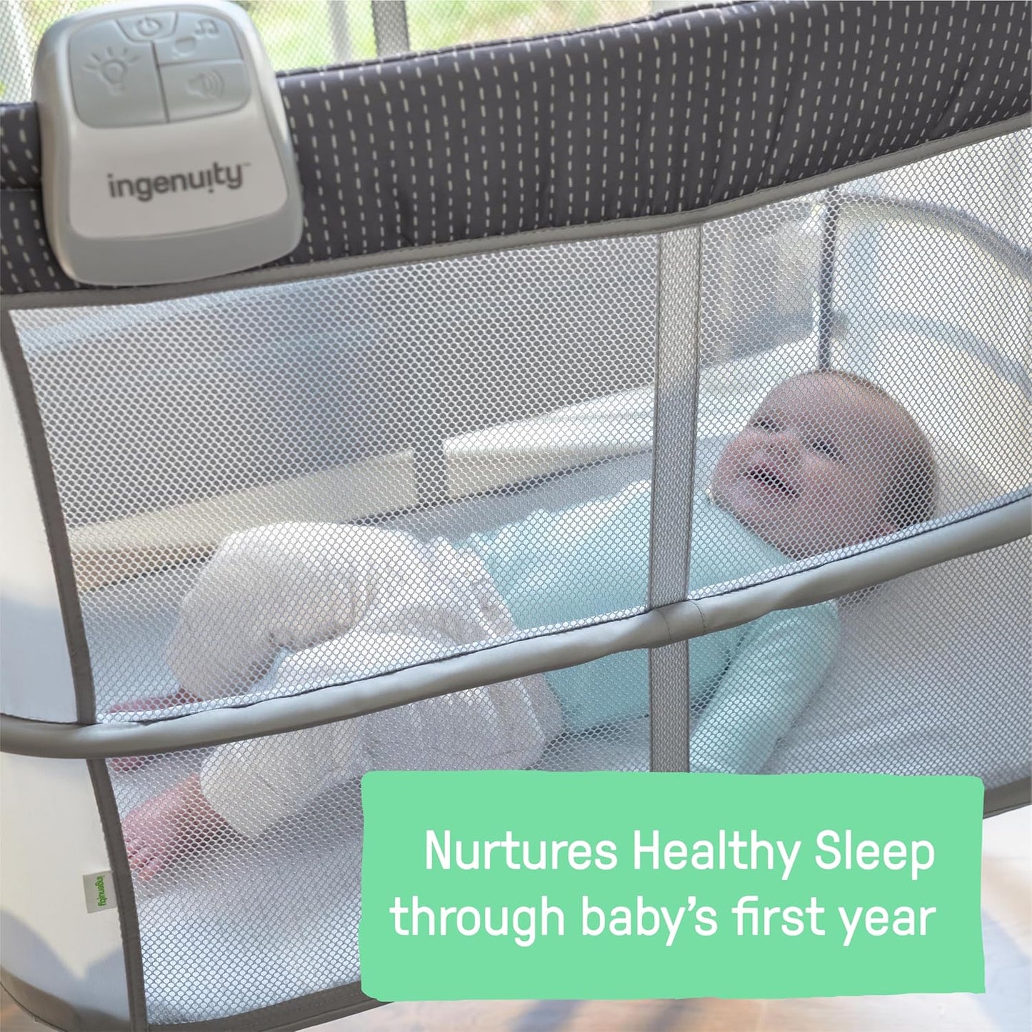 Ingenuity Dream Hero Starlight 3-in-1 Co-Sleeping Bassinet and Crib - Lume (Grey), Unisex, Newborn to 12 Months