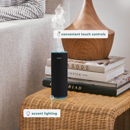 Homedics Portable Humidifier - Small Air Humidifiers for Bedroom, Plants, Office, Travel - Cool Mist Humidifiers, Color-Changing Accent Light, 2 Mist Settings, Matte White